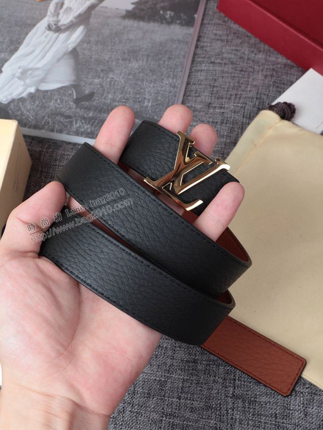 LV皮帶 經典LV腰帶系列 路易威登壓紋牛皮男士腰帶  xfp2119